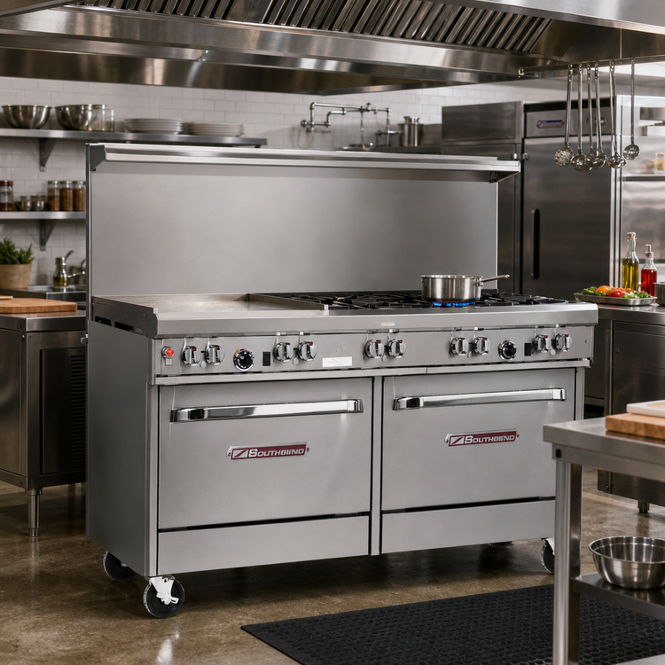 Product image #2 for Southbend Ultimate 60-Inch Gas Restaurant Range with 48-Inch Griddle, Standard Oven and Cabinet Base