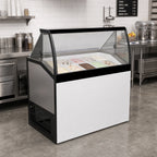 Thumbnail image #2 for Master-Bilt Products DD-46LCG Ice Cream Dipping/Display Merchandiser Freezer, Low Curved Glass, 8 Display/4 Storage 3-Gallon Tubs