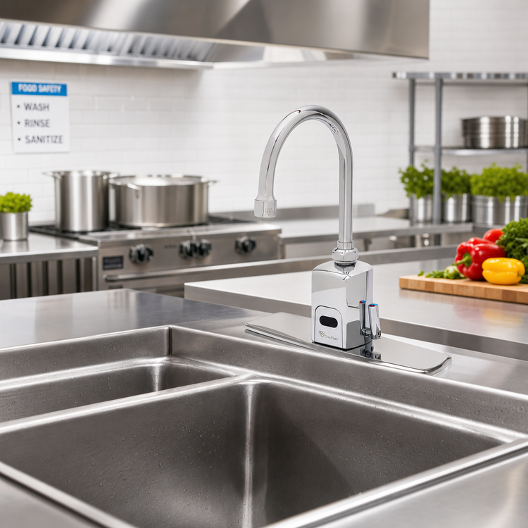 Product image #2 for ChekPoint Above Deck Electronic Touchless Faucet with 8-Inch Centers and Gooseneck Spout