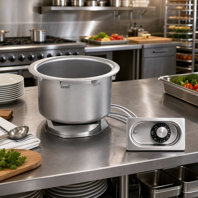 Product image #2 for Eagle Group 7-Quart Round Drop-In Thermostatic Food Warmer with Drain, 120V
