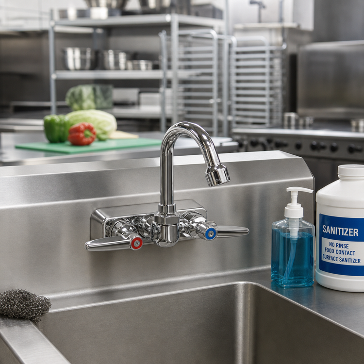 Product image #2 for Advance Tabco K-69 Low Profile 3-1/2" Swivel Gooseneck Splash Mount Faucet, 4" Centers, Lead Free