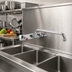 Thumbnail image #2 for BK Resources OptiFlow WorkForce Heavy Duty Solid Body Backsplash-Mounted Faucet with 10-Inch Swing Spout, 8-Inch OC, High Polished Chrome