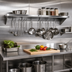 Thumbnail image #2 for John Boos Stallion 72-Inch Wall-Mounted Pot Rack Shelf, 14-Gauge Stainless Steel