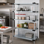 Thumbnail image #2 for Quantum WR74-2436SG 4-Shelf Solid Shelving Starter Unit, Stationary, 36W x 24D x 74H, Galvanized Steel with Chrome Posts