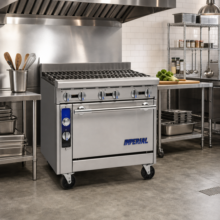 Product image #2 for Imperial Spec Series Heavy Duty 36-Inch Gas Range with 6 Open Burners and Convection Oven