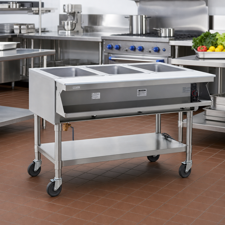 Product image #2 for Eagle Group Portable Sealed Well Electric Hot Food Table, Open Base, 3 Sealed Wells, 50-1/2 Inch Wide