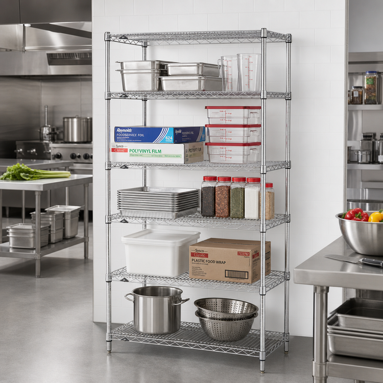 Product image #2 for Metro Super Erecta 72"W x 24"D x 74"H Chrome Plated Stationary Starter Wire Shelving Unit with 5 Shelves