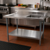 Thumbnail image #2 for BK Resources 72-Inch x 30-Inch 18-Gauge Stainless Steel Sink Work Table with Right-Hand Prep Sink, Marine Edge, 6-Inch Riser, and Open Undershelf
