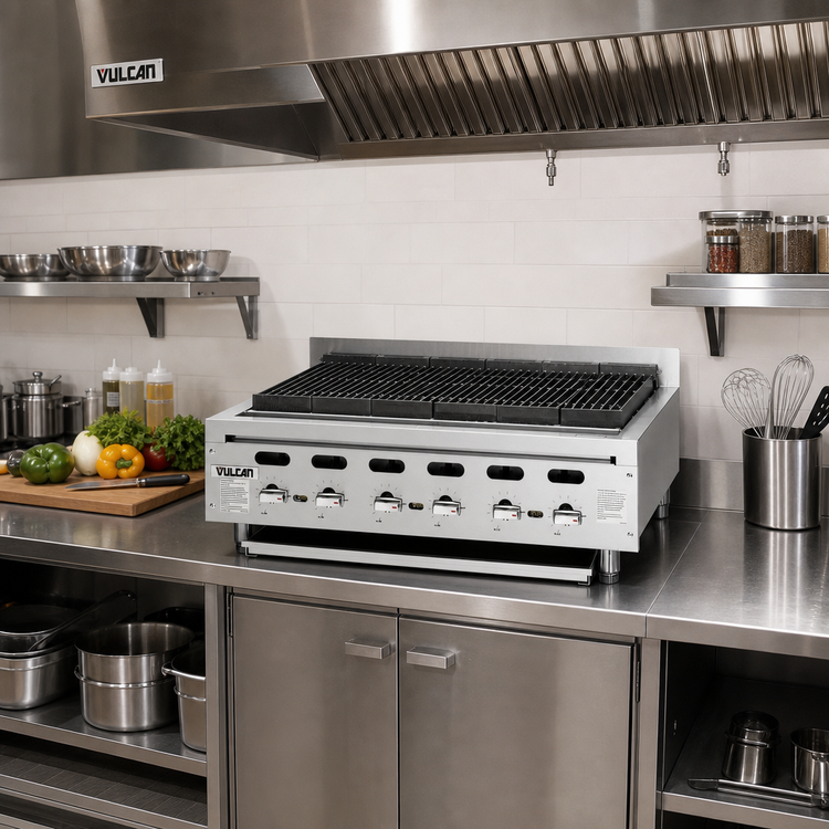 Product image #2 for Vulcan Achiever VACB25 Heavy-Duty Countertop Gas Charbroiler, 25-1/8-Inch Wide, 4 Burner