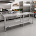 Thumbnail image #2 for Sapphire 84-Inch x 24-Inch Stainless Steel Flat Top Worktable with Galvanized Legs and Undershelf