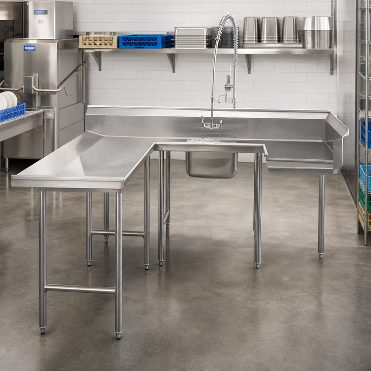 Product image #2 for Advance Tabco U-Shaped Left-Hand Soiled Dish Table with Pre-Rinse Sink and Landing