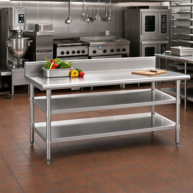 Product image #2 for Eagle Group Adjustable 18-Gauge 304 Stainless Steel Work Table Undershelf, 120 x 24 Inches