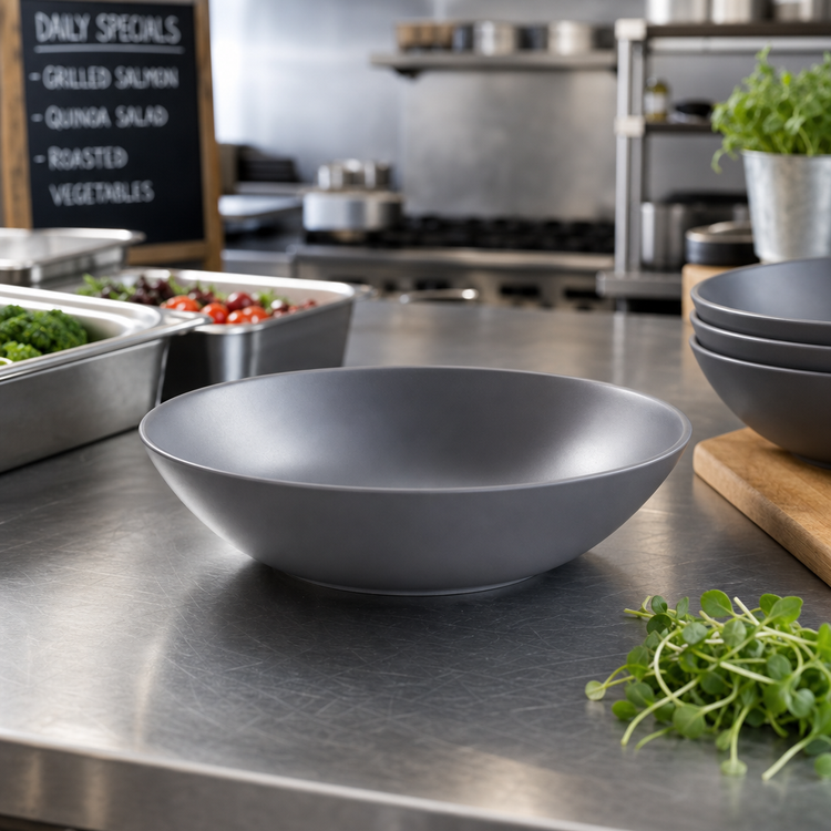 Product image #3 for American Metalcraft Mix & Matte 16 oz Round Melamine Bowl, Matte Gray