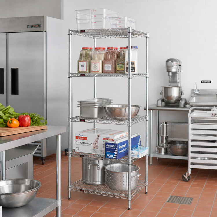 Product image #2 for Eagle Group 5-Tier Stationary QuadTruss® Wire Starter Shelving Unit, 24 x 21 x 86 Inches, Chrome-Plated