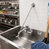Thumbnail image #2 for T&S Brass Deck-Mount Mop Sink Faucet with Vacuum Breaker, 6-Inch Rigid Spout and Wall Brace, Polished Finish