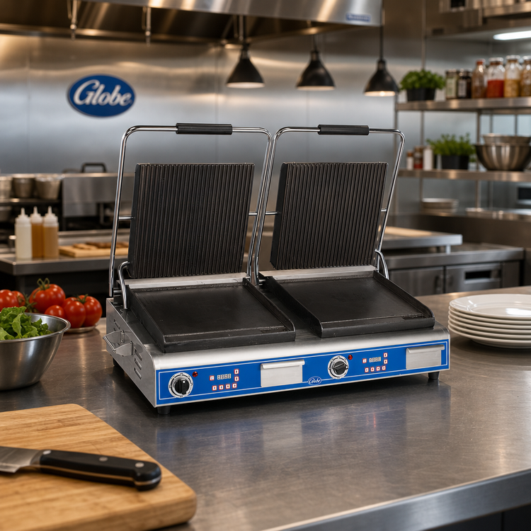 Product image #2 for Globe Deluxe Double 14-Inch Countertop Electric Sandwich/Panini Grill