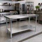 Thumbnail image #2 for John Boos Stallion FBLG8424 Economy Stainless Steel Work Table with Adjustable Undershelf, 84 x 24 Inches