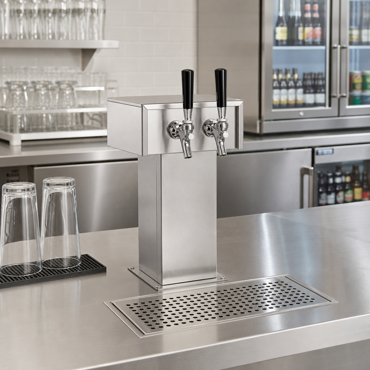 Product image #2 for Perlick EA2110-2B 2-Faucet Air-Cooled Tee Beer Dispensing Tower, Stainless Steel