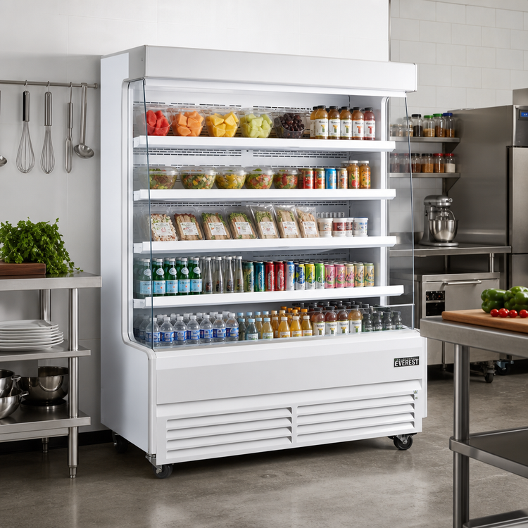 Product image #2 for Everest Refrigeration Vertical Open-Air Display Merchandiser, 73-1/4-Inch W, 26 Cu. Ft., White