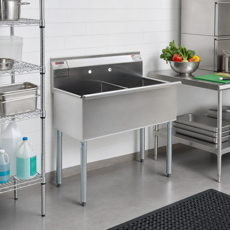 Product image #2 for Eagle Group Two-Compartment Utility Sink, 37-3/8" W x 25" D, 16-Gauge 430 Stainless Steel