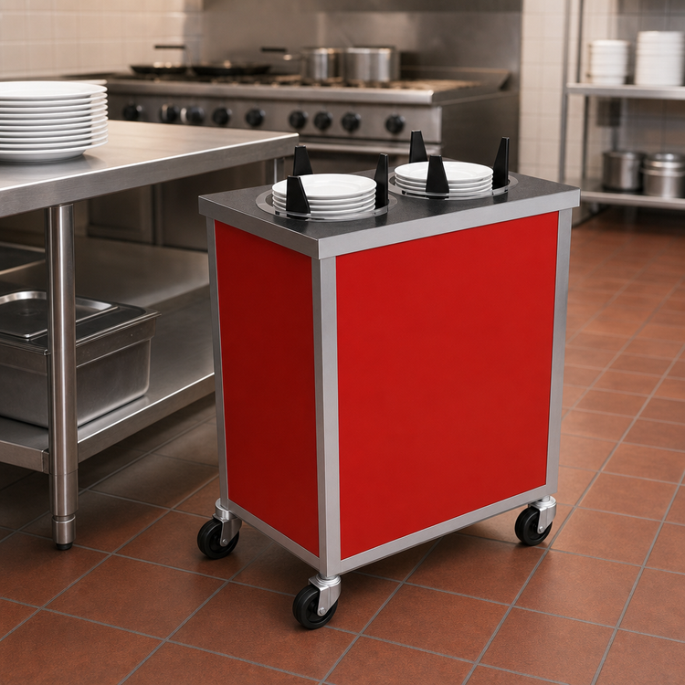Product image #2 for Atlas Metal MEPD2-6-1/2 Mobile Enclosed Plate Dispenser, 2-Tube, Unheated, 6-1/2 Inch Dish Capacity