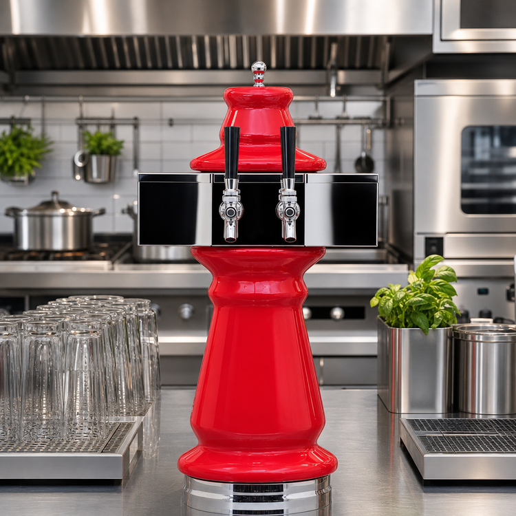 Product image #2 for Glastender Vienna 2-Faucet Countertop Mirror Finish Glycol-Cooled Draft Dispensing Tower