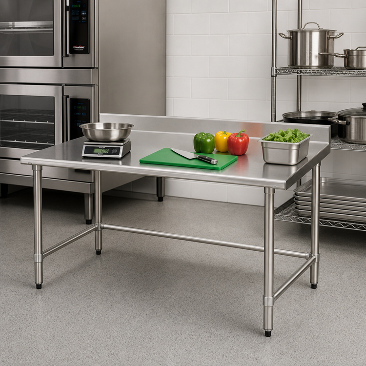Product image #2 for BlendPort® Deluxe Series 30-Inch x 24-Inch 16-Gauge Stainless Steel Work Table with 4-1/2-Inch Backsplash