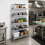 Thumbnail image #2 for Fermod Fermostock 5R26B83-E 5-Tier Perforated Polymer Shelving Add-On Unit, 26 x 18 x 83 Inches, Gray
