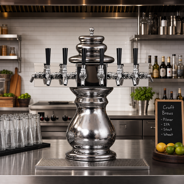 Product image #2 for Glastender BM-2-MF Braumeister 2-Faucet Mirror Finish Air-Cooled Draft Dispensing Tower