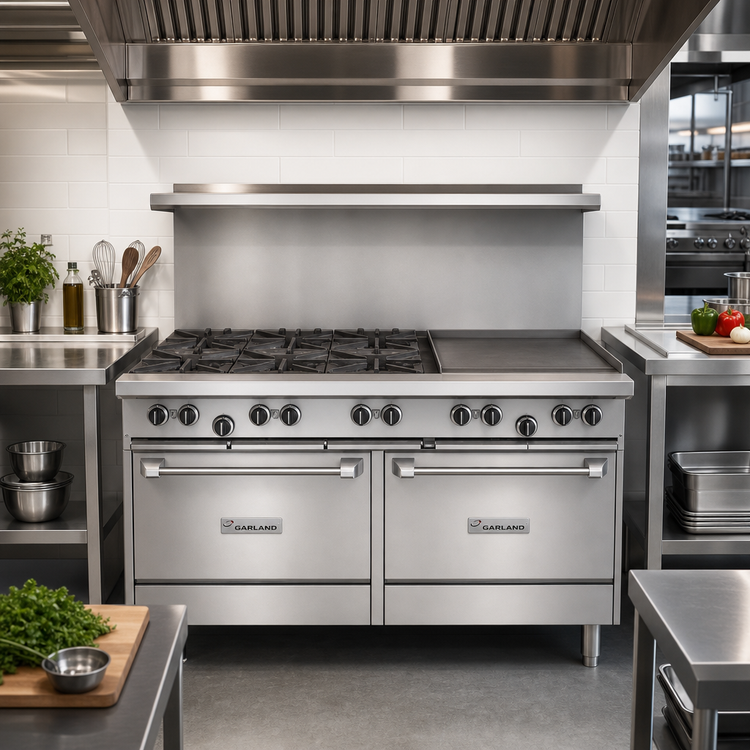 Product image #2 for Garland US Range U Series 60-Inch Gas Restaurant Range with 6 Open Burners, 24-Inch Griddle, and 2 Storage Bases