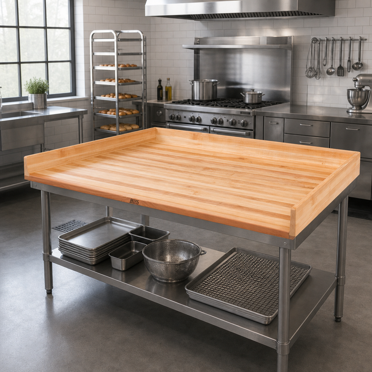 Product image #2 for John Boos 72" x 36" x 1-3/4" Edge Grain Northern Hard Rock Maple Work Table Top with 4" Coved Backsplash
