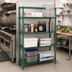 Thumbnail image #2 for Quantum 42-Inch Wide x 18-Inch Deep x 74-Inch High Wire Shelving Starter Kit with 4 Shelves, 600-800 lb. Capacity, Green Epoxy Antimicrobial Finish