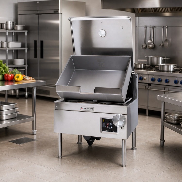 Product image #2 for Cleveland Range DuraPan 40-Gallon Natural Gas Tilting Skillet with Hydraulic Hand Tilt and Modular Open Base