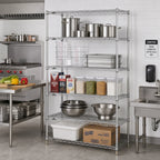 Thumbnail image #2 for Metro Super Erecta 5N457C 5-Shelf Chrome-Plated Stationary Starter Wire Shelving Unit, 48" W x 21" D x 74" H