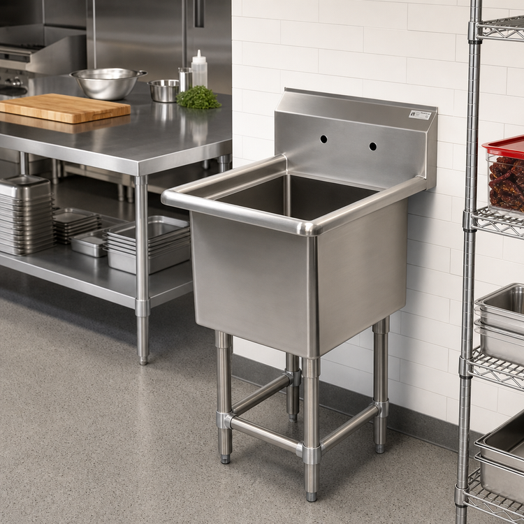 Product image #2 for John Boos Pro-Bowl 1-Compartment Stainless Steel Sink with 12-Inch Deep Bowl and 10-Inch Backsplash