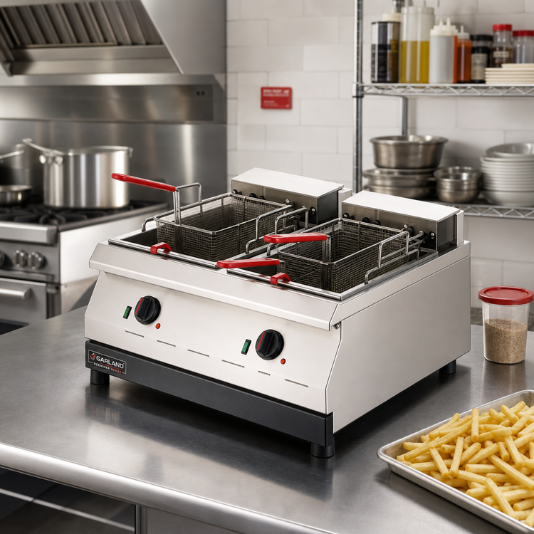 Product image #2 for Garland Designer Series 30-Inch Countertop Electric Twin Fryer with Dual 15 lb. Fry Pots