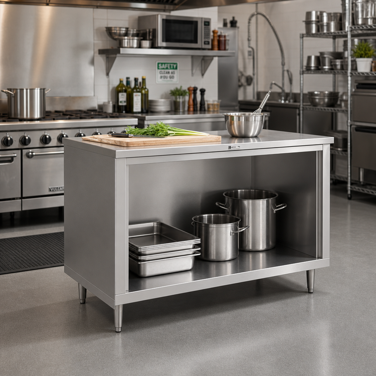 Product image #2 for John Boos 60-Inch x 24-Inch Open Front Stainless Steel Cabinet Base Work Table
