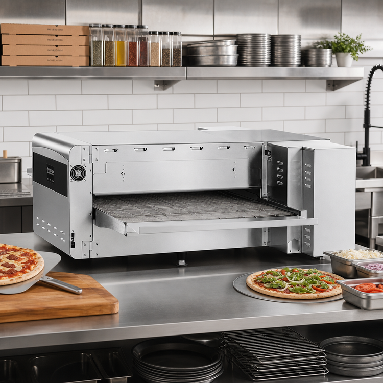 Product image #3 for Ovention Conveyor C2600-SB Ventless Countertop Rapid Cook Precision Impingement Split-Belt Conveyor Oven, 26.5-Inch Wide Belt