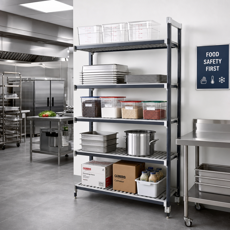 Product image #2 for Cambro Camshelving Elements XTRA 5-Tier Vented Stationary Add-On Polymer Shelving Unit, 24 x 24 x 84 Inches
