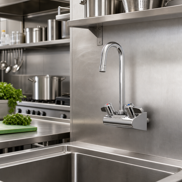 Product image #2 for equip 4-Inch Wall Mount Mixing Faucet with 3-Inch Swivel Gooseneck Spout