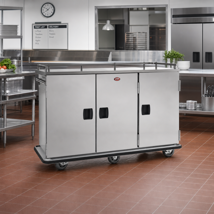Product image #3 for FWE ETC-18 Mobile Stainless Steel Non-Insulated Patient Tray Cart, 18-Tray Capacity