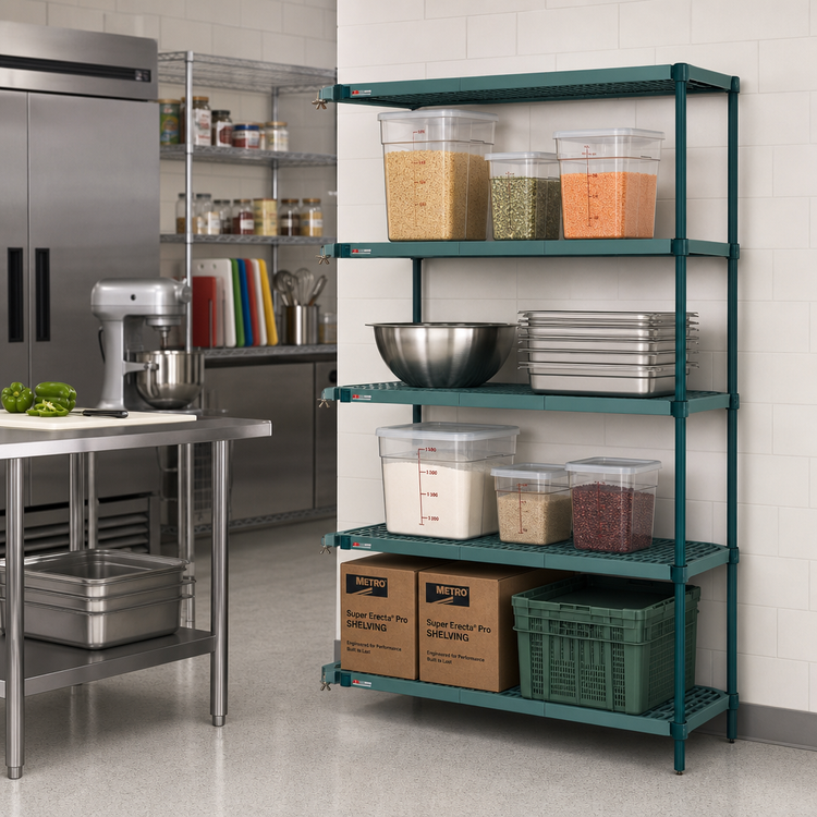 Product image #2 for Metro Super Erecta Pro Stationary 4-Shelf Green Add-On Shelving Unit with Polymer Mats, 24 x 30 x 63 Inches