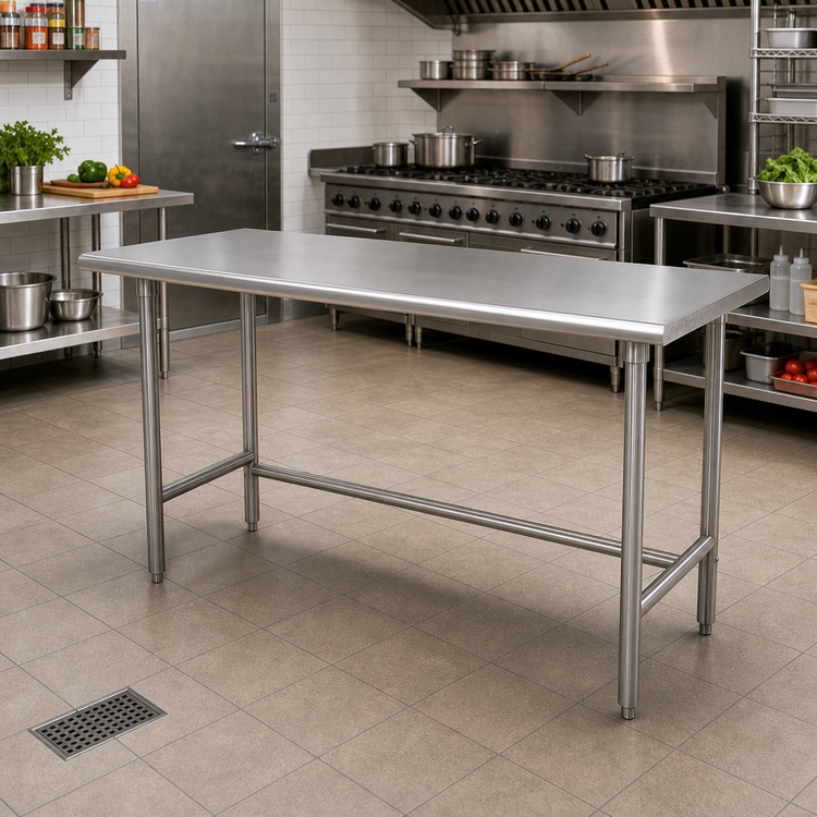 Product image #2 for Advance Tabco TAG-246 72" x 24" Open Base Work Table with 16-Gauge 430 Stainless Steel Top