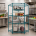 Thumbnail image #2 for Quantum 5-Sided Stationary Wire Shelving Starter Kit with 4 Shelves, 36 x 18 Inches, Green Epoxy Antimicrobial Finish