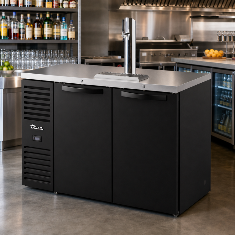 Product image #2 for True Premier Bar 52-Inch Flat Top Refrigerated Draft Bar Cooler with Stainless Steel Countertop and 1 Beer Column