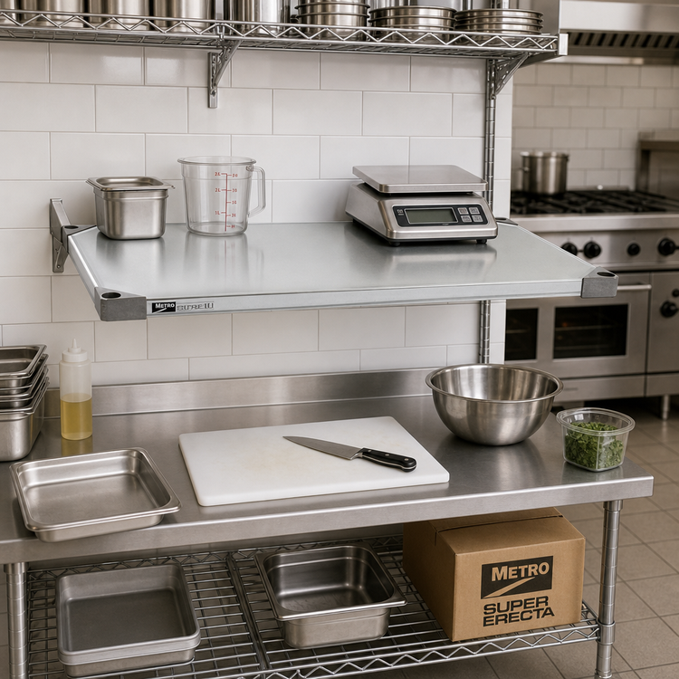 Product image #2 for Metro Super Erecta 42"W x 18"D Solid Galvanized Shelf with Raised Ship's Edge