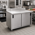 Thumbnail image #2 for Advance Tabco Special Value Economy Enclosed Work Table with Cabinet Base and Sliding Doors, 60W x 30D, 16-Gauge 304 Stainless Steel Top, 5-Inch Backsplash