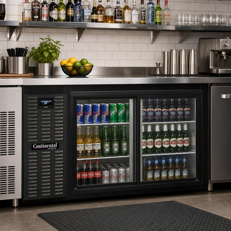 Product image #2 for Continental Refrigerator BB59NSGD 59" Black Back Bar Cooler with Sliding Glass Doors
