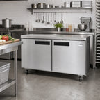 Thumbnail image #2 for Koolmore KM-UCF-15SS Commercial Undercounter Freezer, 60-Inch, Two Solid Doors, 15.7 Cu. Ft., Stainless Steel, Bottom-Mounted Refrigeration