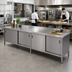 Thumbnail image #2 for John Boos Enclosed Base Work Table with Sliding Doors, 144 x 24 Inches, 16-Gauge 300 Series Stainless Steel Top